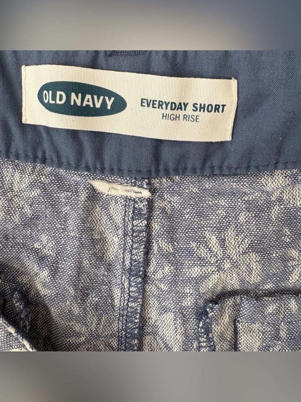 Old Navy High Rise Everyday Blue Floral Linen Blend Shorts Women’s 10 - Picture 2 of 4